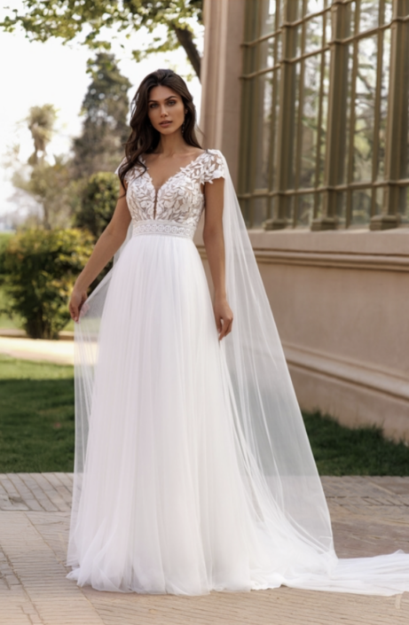 Robe de mariée Capucine. Magnifique robe de mariée confectionnée sur un tulle soft paillette, brodé et orné de légers sequins sur le bustier. Retrouvez cette robe de mariée chez Rêve d'un Jour à Yvetot entre Rouen et Le Havre