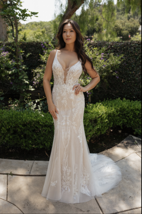 La robe Kristin est une robe de mariée style fourreau avec son bustier dentelle serti de strass. Cette sublime robe de mariée vous attend dans votre boutique "Rêve d'un Jour" à Yvetot (entre Rouen et Le Havre)